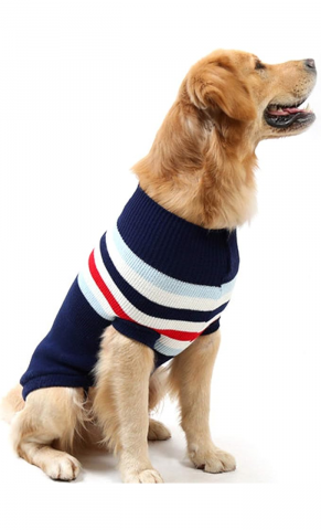 Pet shop - Pulover tricotat cu dungi, pentru catelusi, marimea S, YAODHAOD - XIPH