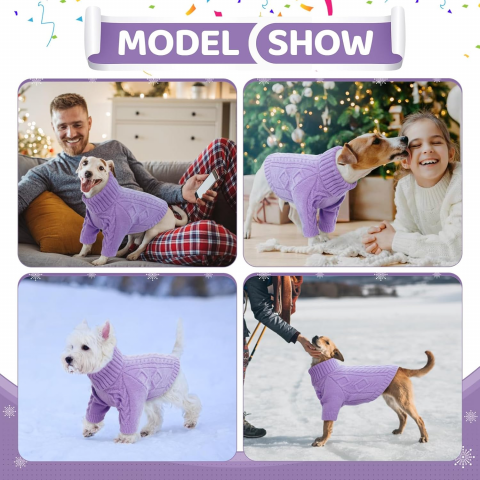 Pulover tricotat pentru animale de companie, Kuoser, violet [5]