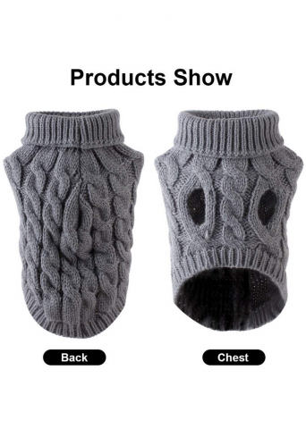 Pulover tricotat pentru catelusi, culoare gri, marimea L - BTO3 [2]