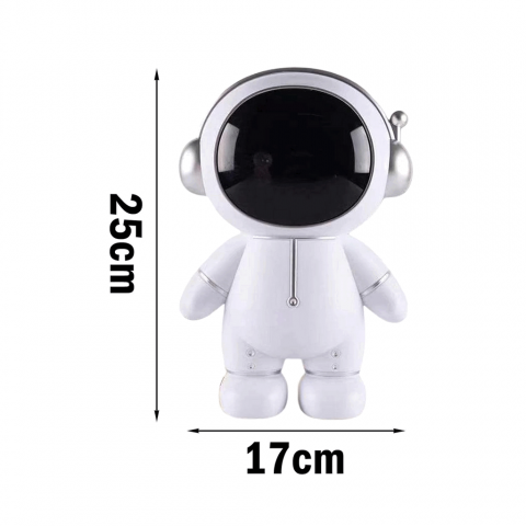 Pusculita pentru copii, model astronaut, capac detasabil, decoratiune depozitare bani, 25x17cm, plastic, alb/gri [4]