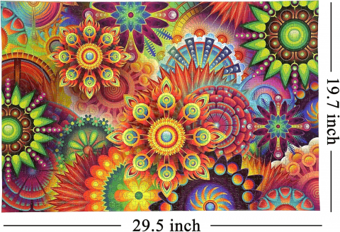 Puzzle 1000 de Piese, Flori Mandala, ABERDOMIC, 75 x 50 cm, Varsta 14+ [1]