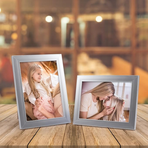 Rama Foto Giftgarden 13x18 cm cu Plexiglas pentru Poze 18x13 cm, Expunere pe Perete sau Masă, Argintiu [2]