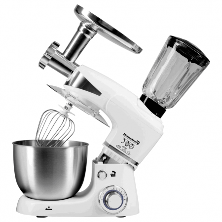 Robot de bucatarie multifunctional Hausberg HB-7605AB,1000W, Mixer, Blender, Tocat carne, Bol 5l, Alb [7]