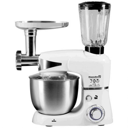 Electrocasnice - Robot de bucatarie multifunctional Hausberg HB-7605AB,1000W, Mixer, Blender, Tocat carne, Bol 5l, Alb