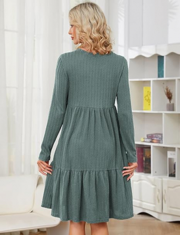 Rochie de Maternitate pentru Femei din Tricot Rib Knit, cu Decolteu Rotund, MAVIS LAVEN [4]
