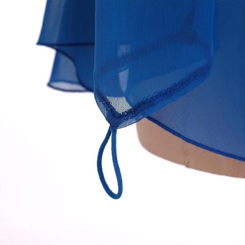 Rochie femei, marime XS, Patinaj artistic si dans sportiv, maneca lunga, strasuri si flori decorative, fusta din sifon plasa, Albastru [4]