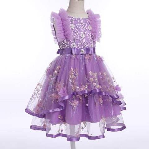 Îmbrăcăminte copii - rochie-printesa-fetite-broderie-florala-tulle-eleganta