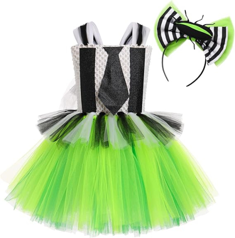 rochie-tutu-halloween-fetite-negru-alb-verde