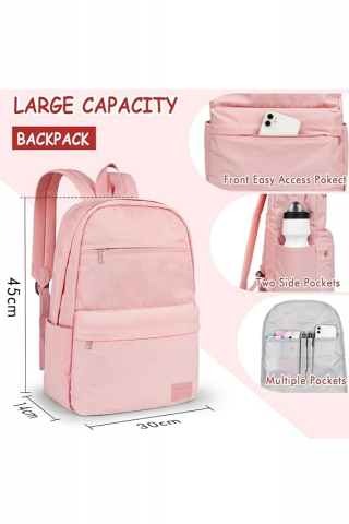 Rucsac Unisex pentru laptop, Rezistent la Apă, 15.6 Inch, Roz HAMUNI - CAEJ [2]