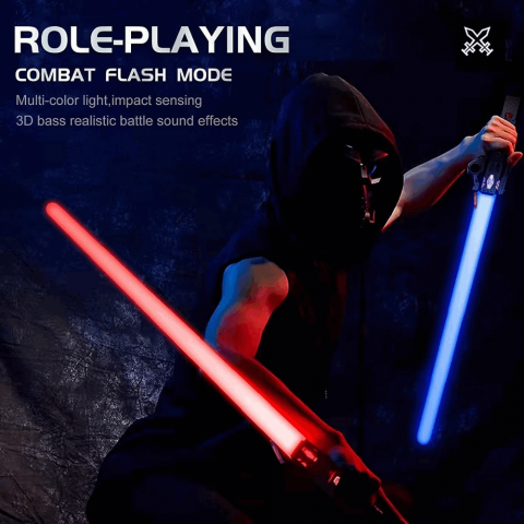 Sabie laser de jucarie Star Wars, 7 schimbari de culoare, cu efecte sonore, retractabila, reincarcabila prin USB, Argintiu [1]