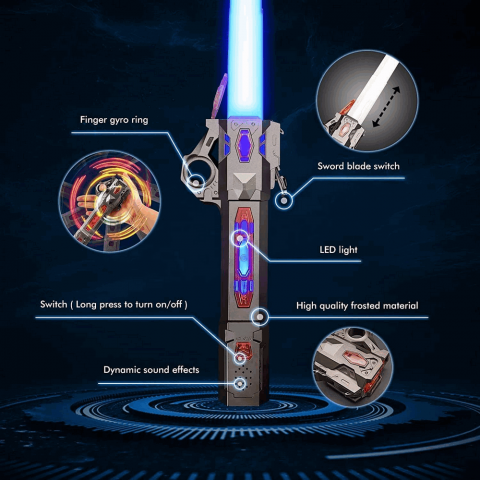 Sabie laser de jucarie Star Wars, 7 schimbari de culoare, cu efecte sonore, retractabila, reincarcabila prin USB, Argintiu [4]