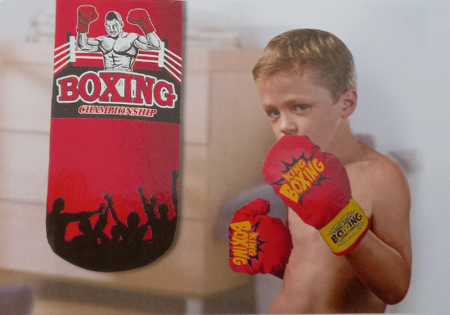 Sac de box cu manusi pentru copii, Boxing, 46x17,5cm [2]