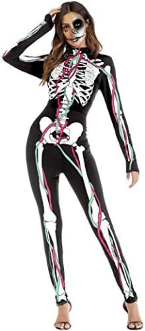 Salopeta Halloween, L, Elastica, Schelet cu Vene, Efect 3D si Realist, pentru Adulti [3]