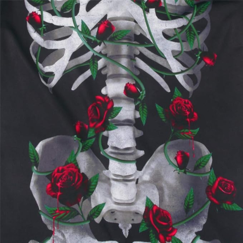Salopeta Halloween, XL, Elastica, Schelet cu Trandafiri, Efect 3D si Realist, pentru Adulti [7]