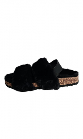 Sandale dama cu blana , So Me, Kin, negru, marime 36,5 [1]