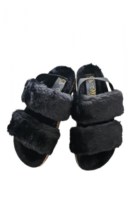 Sandale dama cu blana , So Me, Kin, negru, marime 36,5 [2]