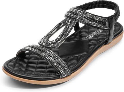 Îmbrăcăminte & Încălțăminte - Sandale de dama DREAM PAIRS, poliuretan, negru, 39 EU, 334W