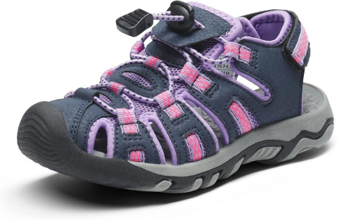 Sandale Sport DREAM PAIRS pentru Fete și Băieți, Mărimea 28, Gri Deschis/Violet, Talpă Antiderapantă, Uscare Rapidă, Vârf Protejat [2]