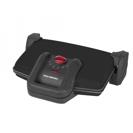 Electrocasnice - Sandwich-maker Hausberg HB631NG, 1600-1800W, Placi antiaderente, Negru/Inox