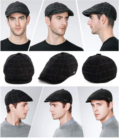 Șapcă de Iarnă din Lână pentru Bărbați, Comhats, Model Gatsby, Stil Duckbill, Căptușită, Mărime L (59–60 cm), Culoare Bleumarin (Navy) [2]