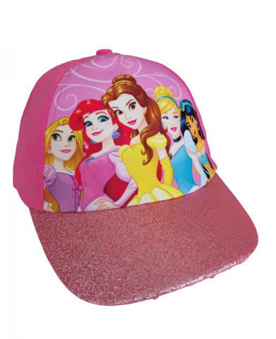 Îmbrăcăminte & Încălțăminte - Sapca pentru fetite cu print Disney Princess, roz cu cozoroc sclipitor, UV 30+, 54 cm