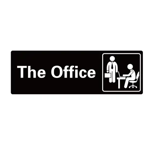 Casă, Grădină & Bricolaj - Semn The Office, Negru, 22.7 cm x 7.9 cm, cu Adeziv 3M