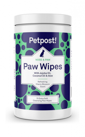 Pet shop - Șervețele umede pentru Lăbuțele Câinilor, 70 buc., cu Ulei de Cocos, Jojoba și Aloe, Parfum de Flori de Cireș