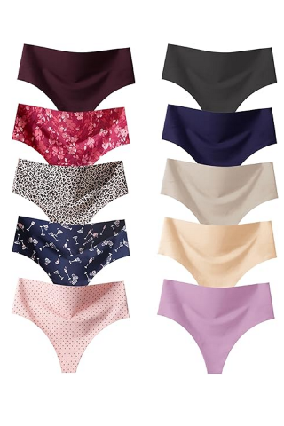 Lenjerii și Pijamale Femei - Set 10 Bucăți Tanga cu Talie Înaltă pentru Femei, Invizibile, Fără Cusături, Respirabile și Modelatoare, multicolor