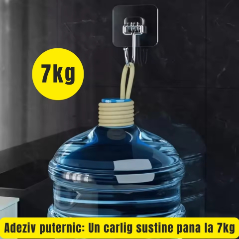 Set 10 cuiere transparente cu adeziv fara gauri in pereti, rezistente la apa pentru baie si bucatarie [8]