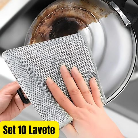 Set 10 Lavete Abrazive, 20x20 cm, Reutilizabile, Curata Grasimile cu usurinta