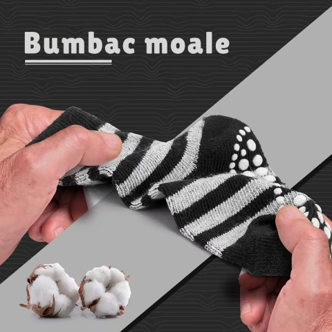 Set 10 perechi sosete antiderapante copii bumbac multicolor cu talpa silicon 12-24 luni [2]