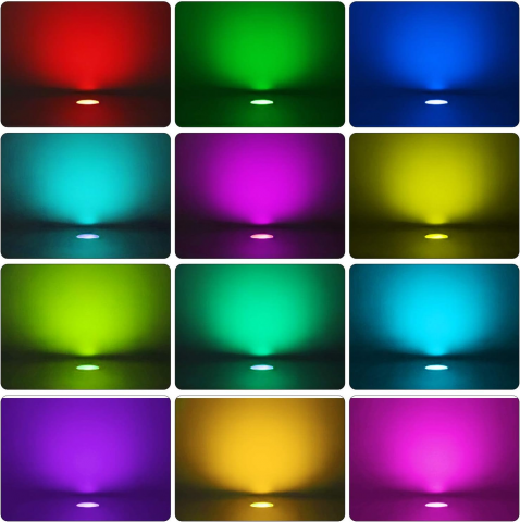 Set 10 Spoturi LED Încastrate pentru Pardoseală, 30mm, RGB, Control Inteligent WiFi prin Tuya App, Etanș IP67, Tensiune Joasă, Chesbung [1]