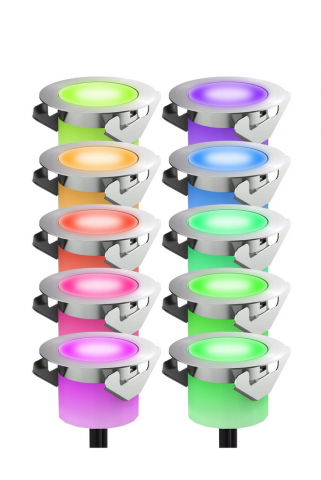 Set 10 Spoturi LED Încastrate pentru Pardoseală, 30mm, RGB, Control Inteligent WiFi prin Tuya App, Etanș IP67, Tensiune Joasă, Chesbung [0]