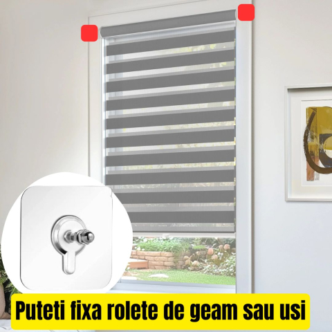 Set 10 suruburi cu banda adeziva transparenta 5.5x5.5 cm fara gauri in pereti rezistente la umezeala [2]