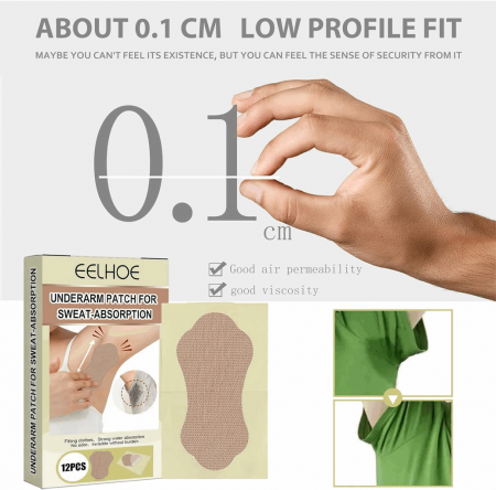 Set 12 plasturi anti-transpiratie, autoadezivi, LDREAMAM, maro [1]