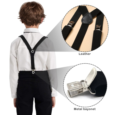 Set 17 Accesorii Stil Gatsby Anii '20 pentru Copii, Sapca, Bretele, Papion, Ceas Buzunar, Mustati, Trabuc si Accesorii Vintage, Negru [3]