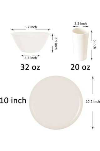 Set 18 piese de veselă din plastic Youngever, culoare crem [1]