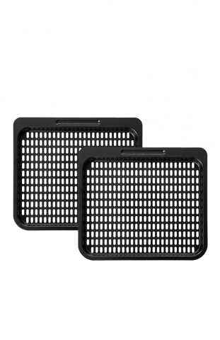Electrocasnice - Set 2 accesorii pentru friteuza cu aer cald, dreptunghiular , Otel carbon, 26x23 cm, Negru