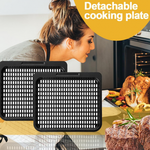 Set 2 accesorii pentru friteuza cu aer cald, dreptunghiular , Otel carbon, 26x23 cm, Negru [3]