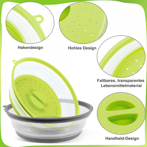Set 2 Capace pliabile pentru cuptorul cu microunde, 26,5 cm, cu 2 carlige adezive, pentru fructe, legume si incalzire alimente [3]