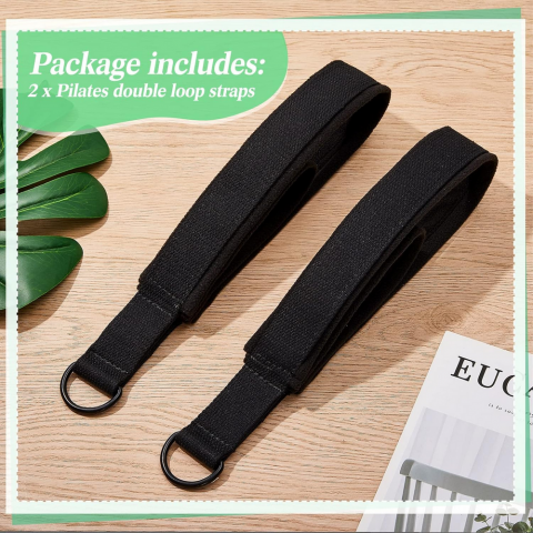 Set 2 Curele Double Loop pentru Reformer Pilates, Echipament Fitness pentru Picioare si Maini, cu Inel D, Ideale pentru Yoga, Antrenament la Sala sau Acasa [2]