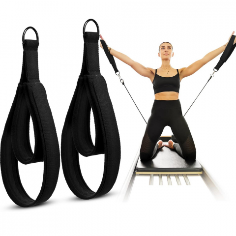 Sport & Travel - Set 2 Curele Double Loop pentru Reformer Pilates, Echipament Fitness pentru Picioare si Maini, cu Inel D, Ideale pentru Yoga, Antrenament la Sala sau Acasa
