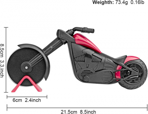 Set 2 Cuttere pentru pizza in forma de motocicleta si bicicleta, din otel inoxidabil si plastic, cu suport, design creativ [6]