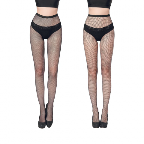 Îmbrăcăminte & Încălțăminte - Set 2 dresuri de plasa cu talie inalta, Flora Guard, poliester, negru, One Size INTL, 06H5