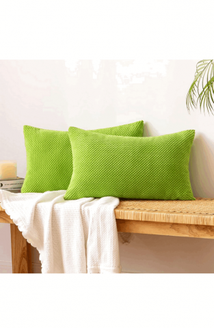 Casă, Grădină & Bricolaj - Set 2 fete de perne decorative, EMEMA, verde, 50x30 cm, C9PJ