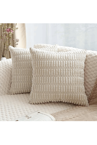 Ultimul Produs! - Set 2 fete de perne decorative, Miulee, crem, 45x45 cm, WI2P