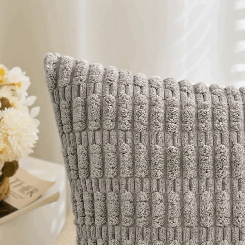 Set 2 fete de perne decorative, Miulee, gri deschis, 40x40 cm, 7CVZ [3]