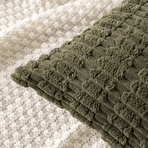 Set 2 fete de perne decorative, Miulee, verde olive, 40x40 cm, FK0D [2]