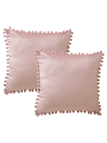 Decorațiuni Casă & Textile - Set 2 fete perne decorative cu ciucurei, MIULEE, roz, 45x45 cm, 0KLH