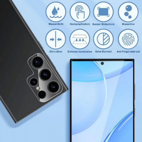 Set 2 Folii din Sticlă Temperată Agedate pentru Samsung Galaxy S24 Ultra, Protecție Ecran și Cameră, Duritate 9H, Anti-Amprente, Instalare Fără Bule, EH2F [2]